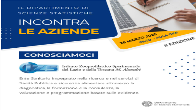 Il Dipartimento di Scienze Statistiche della Sapienza incontra le aziende, IZS Lazio e Toscana incontra i giovani